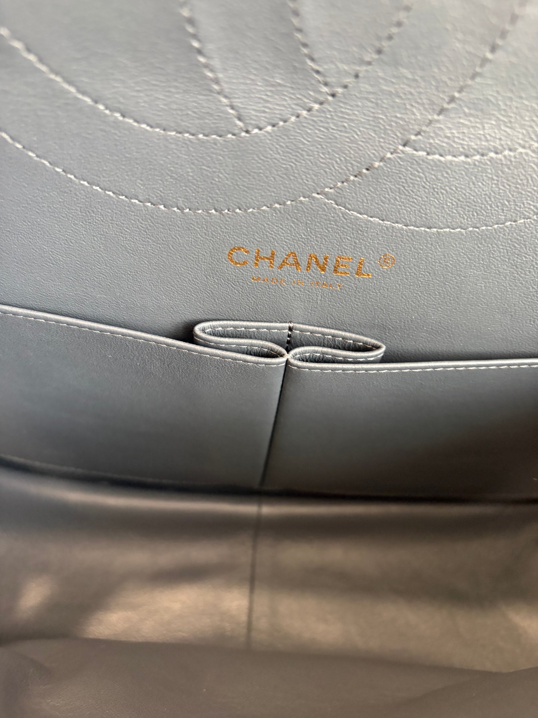 Chanel Charcoal Patent Reissue 2.55 Jumbo Flap Bag