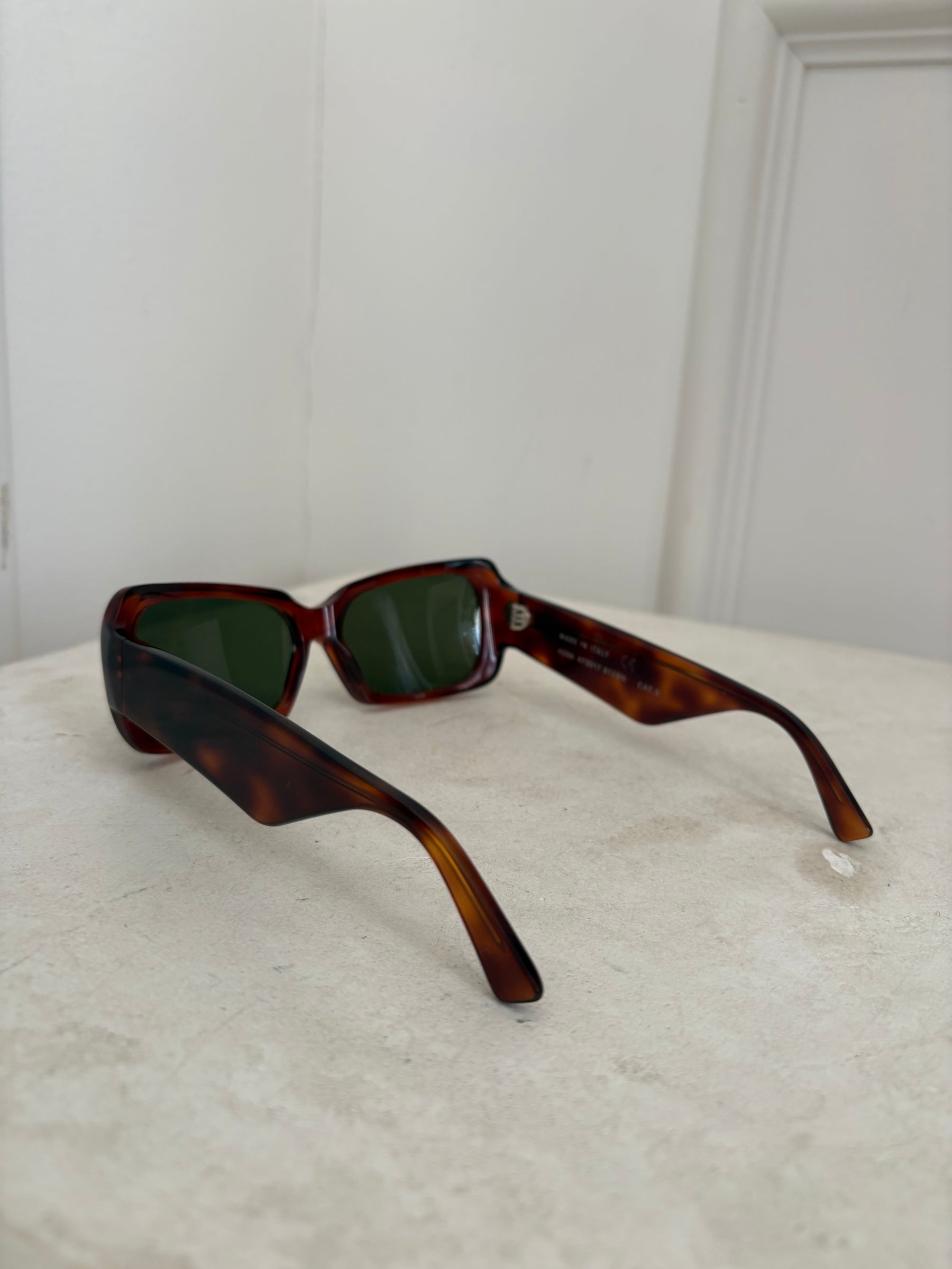 Phoebe Philo Score Rectangular Sunglasses Brown Tortoishell
