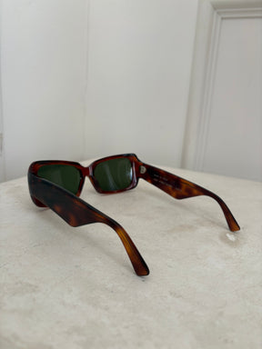 Phoebe Philo Score Rectangular Sunglasses Brown Tortoishell