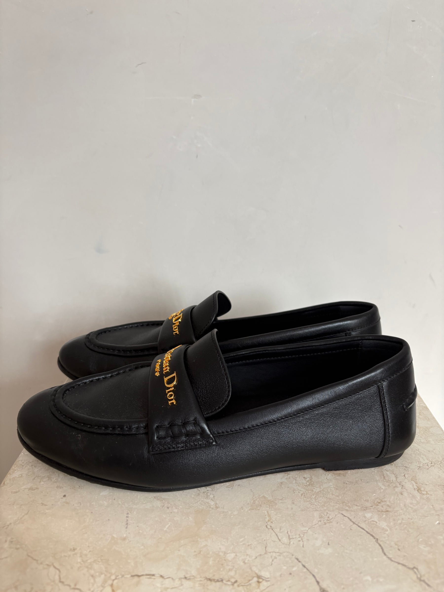 Dior Black Leather Boy Loafer, 38