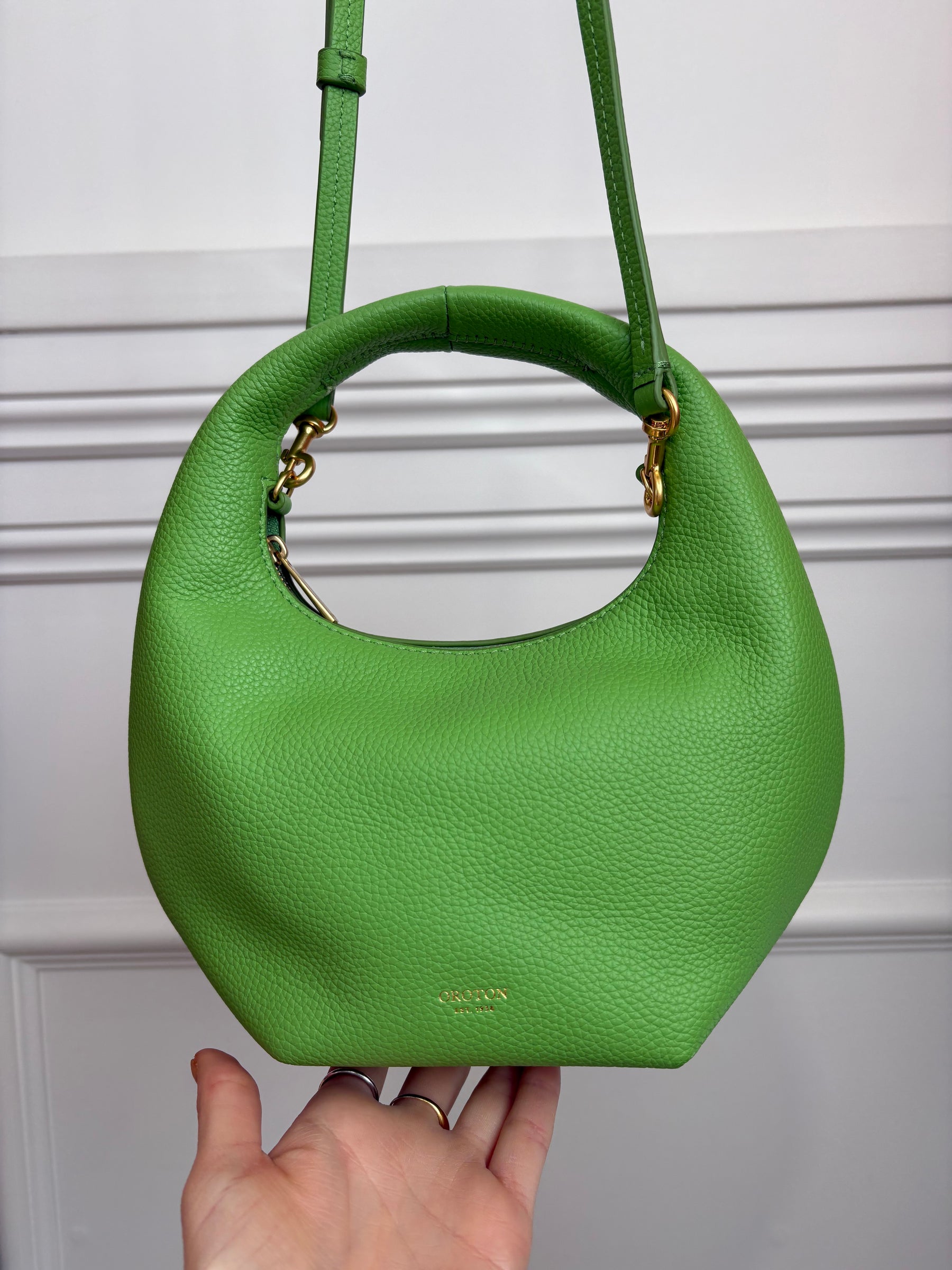 Oroton Green Leather Mini Top Handle Bag