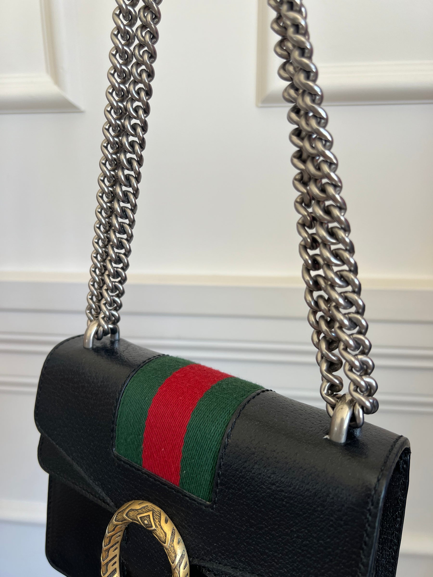 Gucci Mini Web Dionysus Shoulder Bag Black