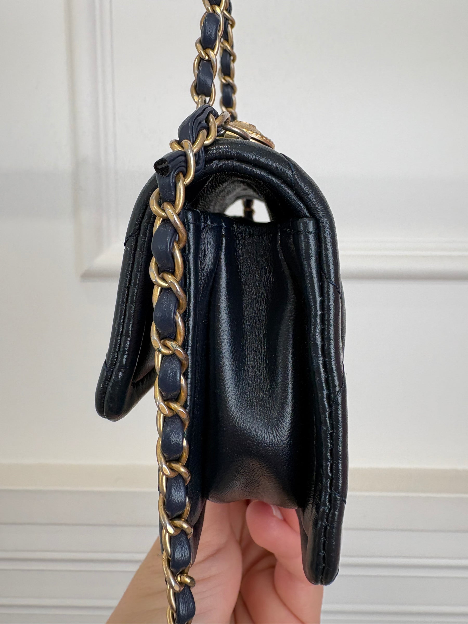 Chanel Navy leather Mini Flap Bag in Lambskin