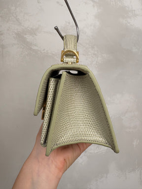Golden Goose Sage Lizard Embossed Mini Top Handle Crossbody Bag