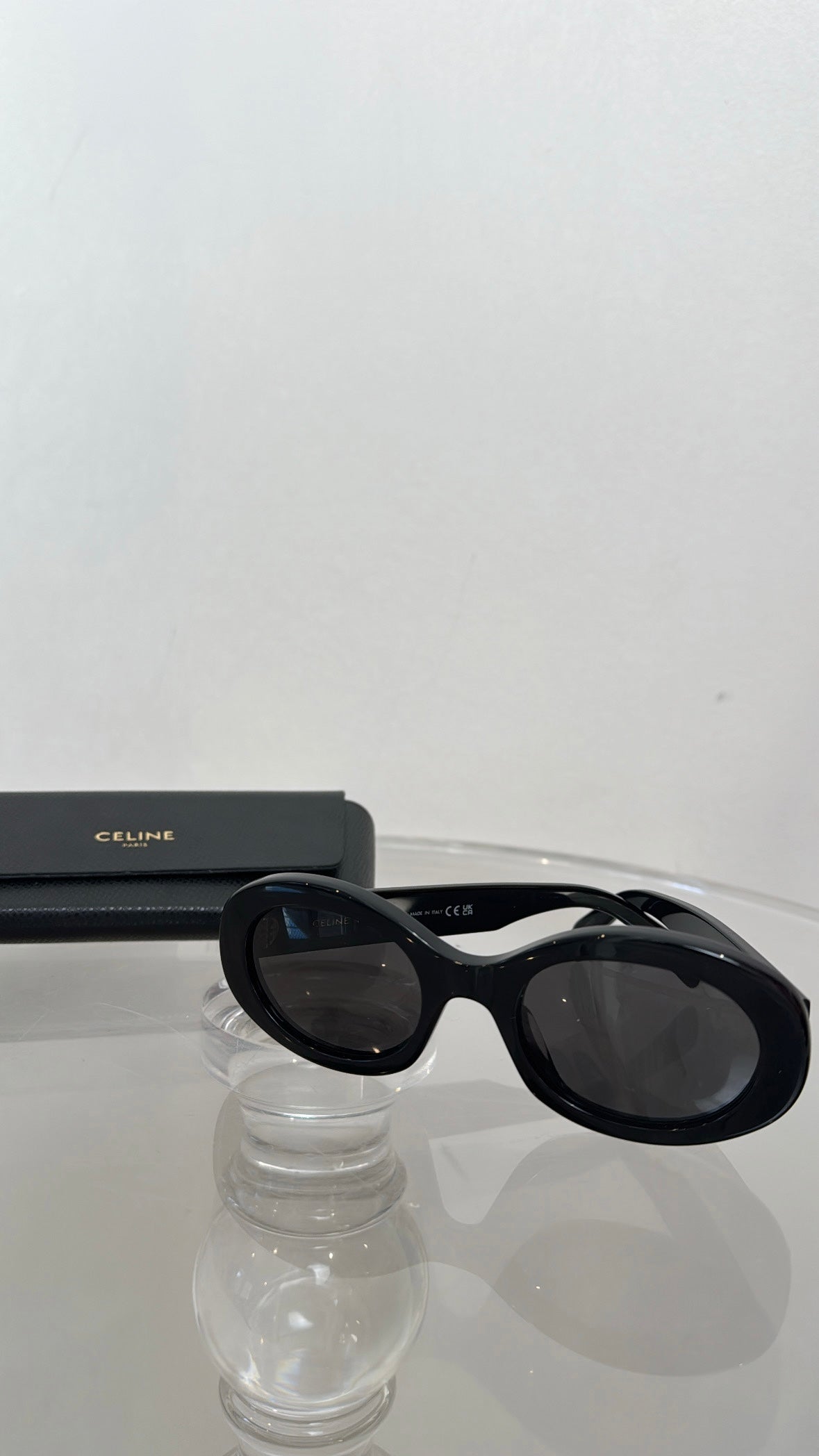 Celine Black Oval Triomphe Sunglasses