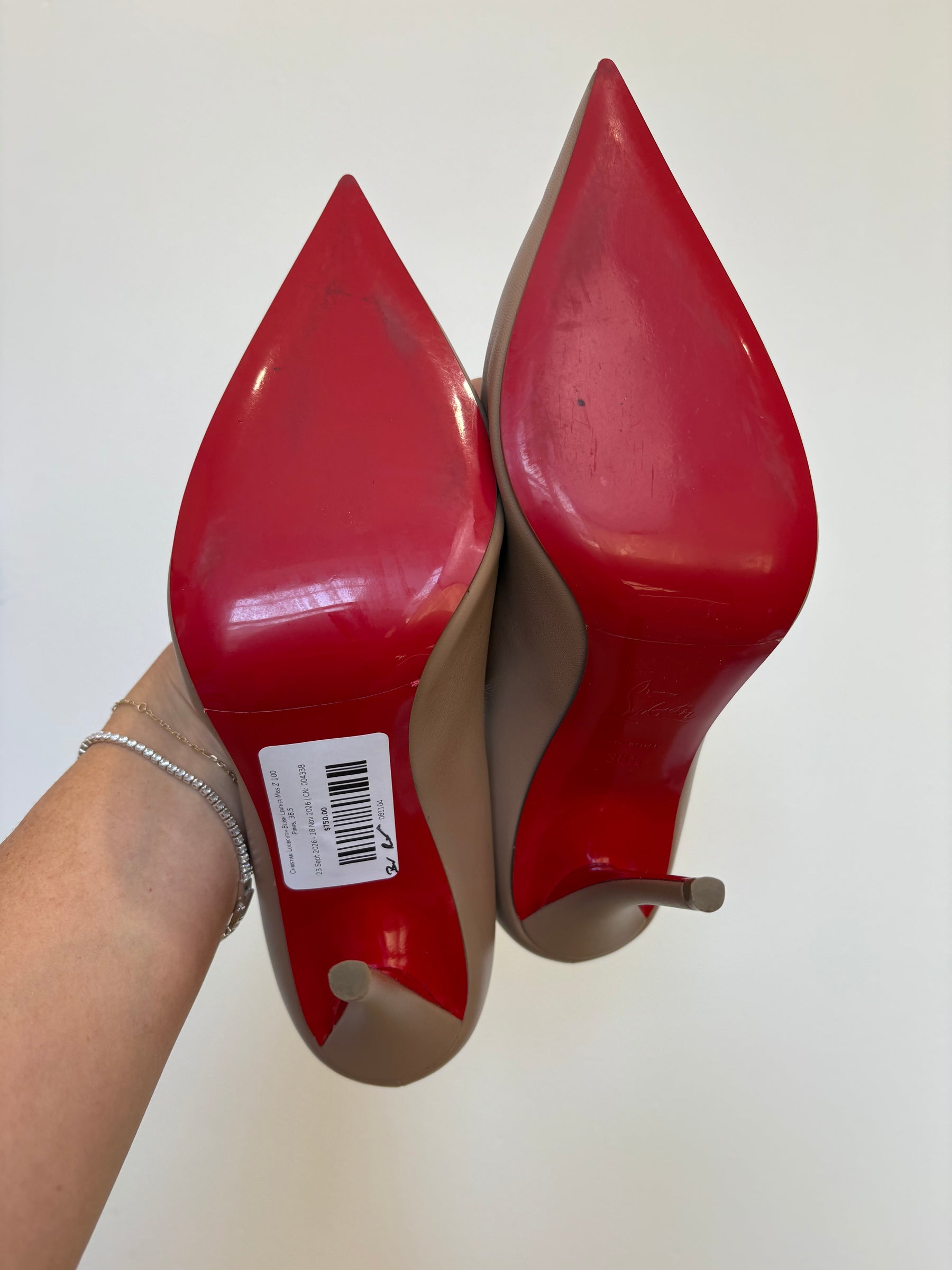 Christian Louboutin Blush Leather Miss Z 100 Pumps, 38.5