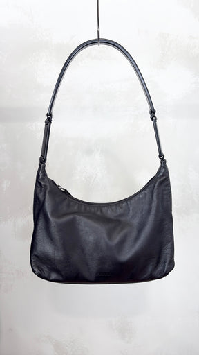 Prada Black Leather Acrylic Handle Shoulder Bag