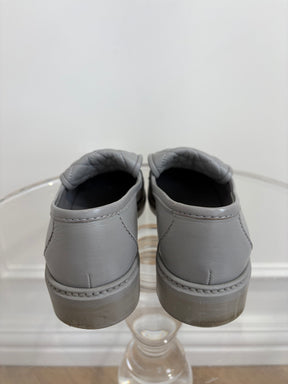Chanel Grey leather Turn Lock Loafers, 39.5 C