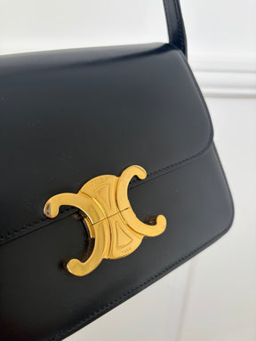Celine Black Leather Triomphe Crossbody Bag