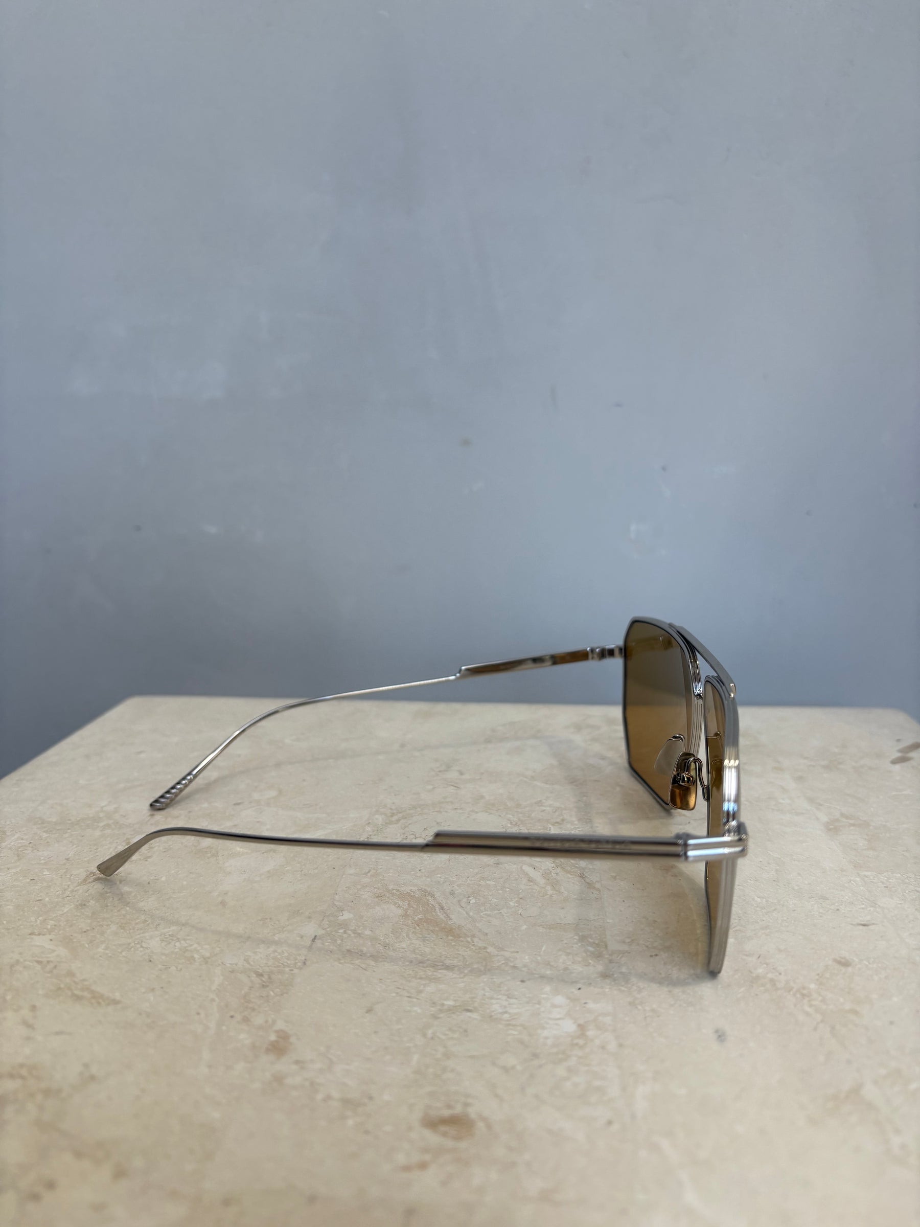 Bottega Veneta Silver Aviator Sunglasses