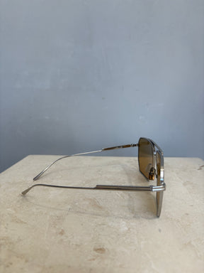Bottega Veneta Silver Aviator Sunglasses