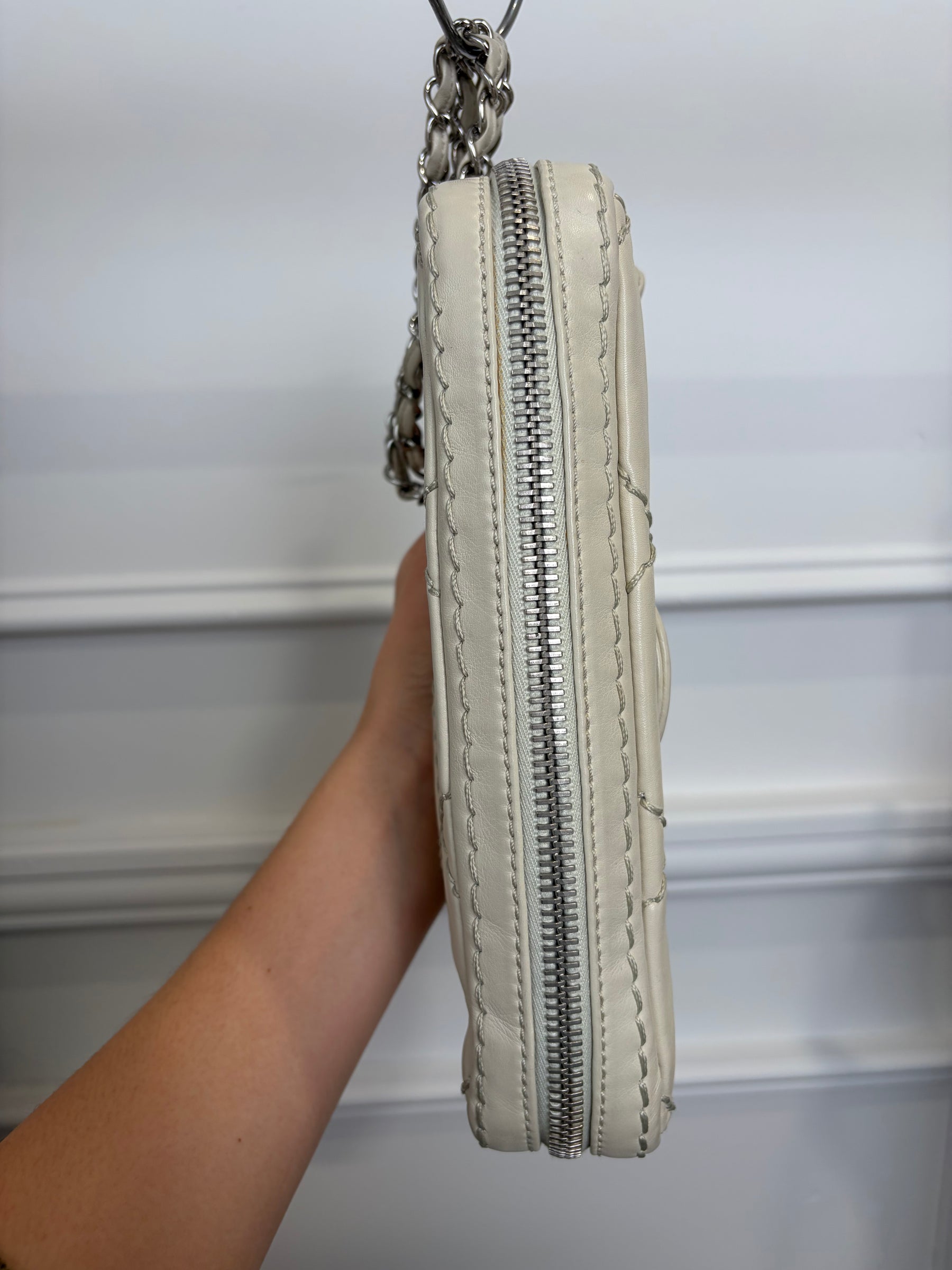 Chanel Cream Leather Ultimate Stitch Expandable Flap Bag