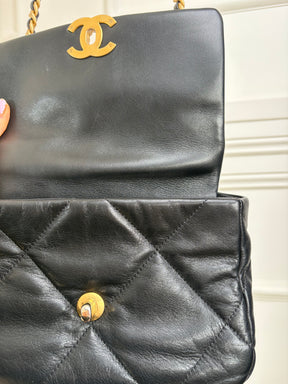 Chanel Black Leather Quilted 19 Bag