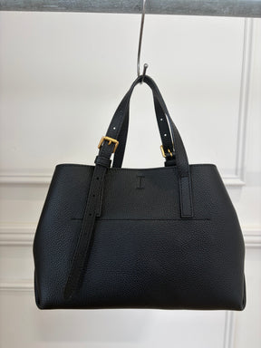 Oroton Black Grained Leather Mini Tote