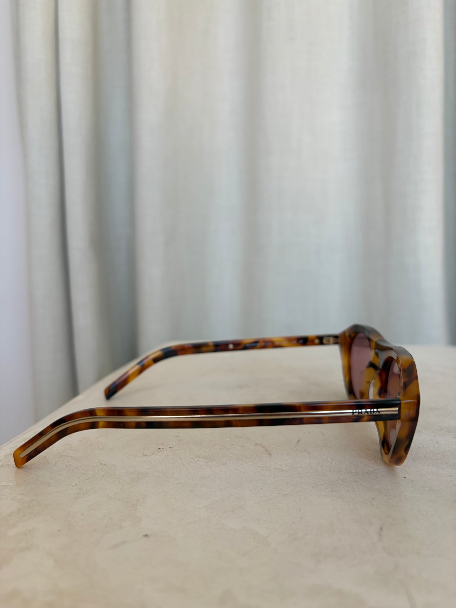 Prada Amber Tortoishell Pilot Sunglasses