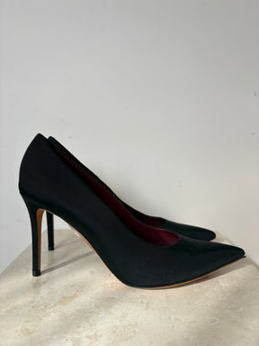 Celine Black Textured Fabric Pumps, 39.5