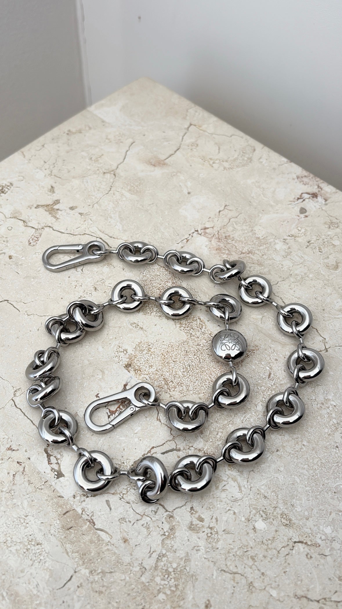 Loewe Silver Pebble Bag Chain