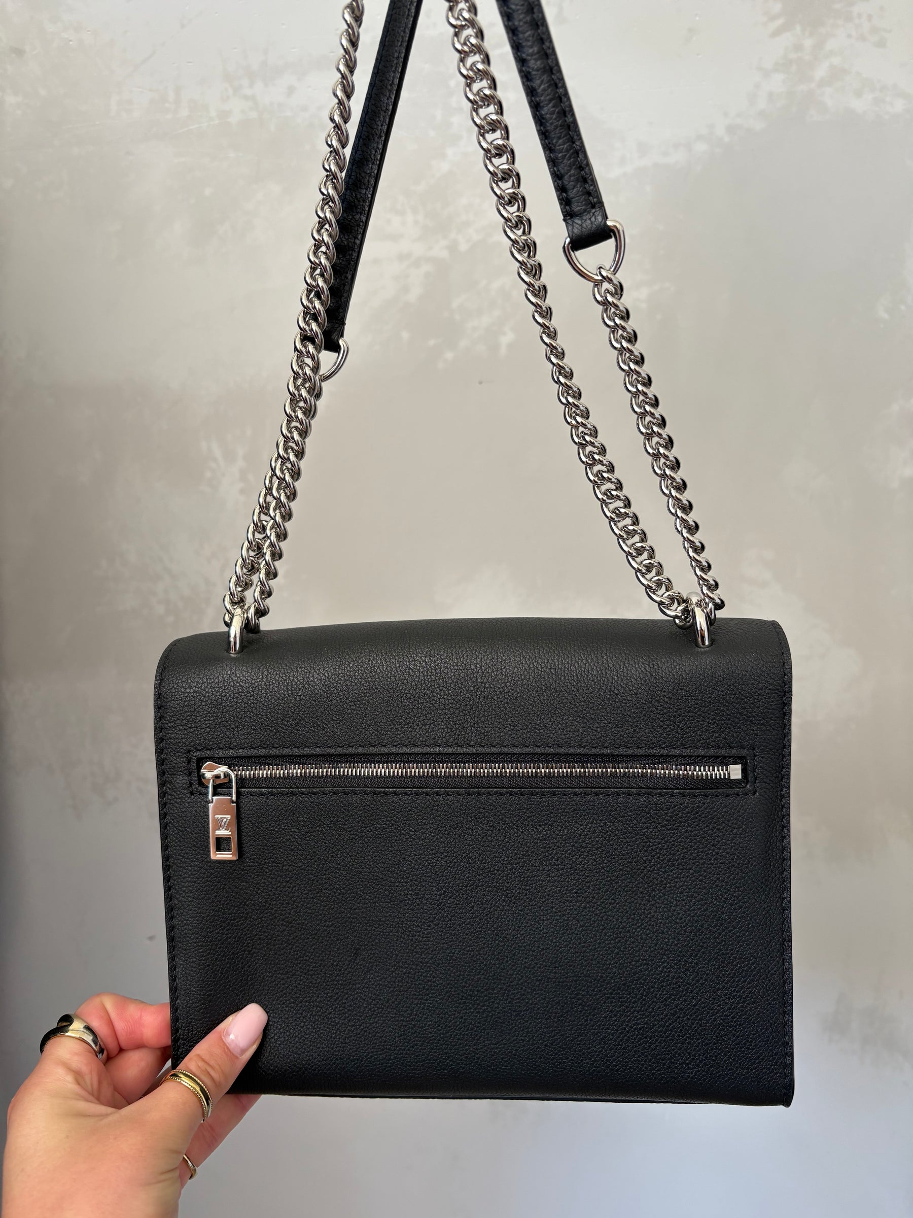 Louis Vuitton Black Leather Lock Me Shoulder Bag