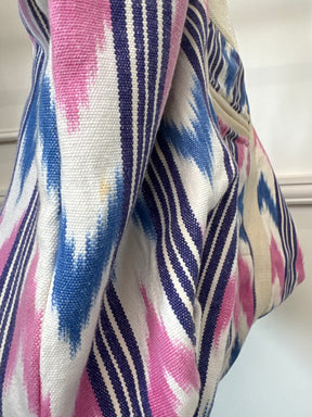 Isabel Marant White, Pink and Blue Printed Canvas Logo Tote