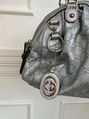 Gucci Silver Monogram Shoulder Bag