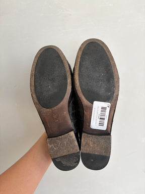 The Row Black Eel Skin Loafer, 38