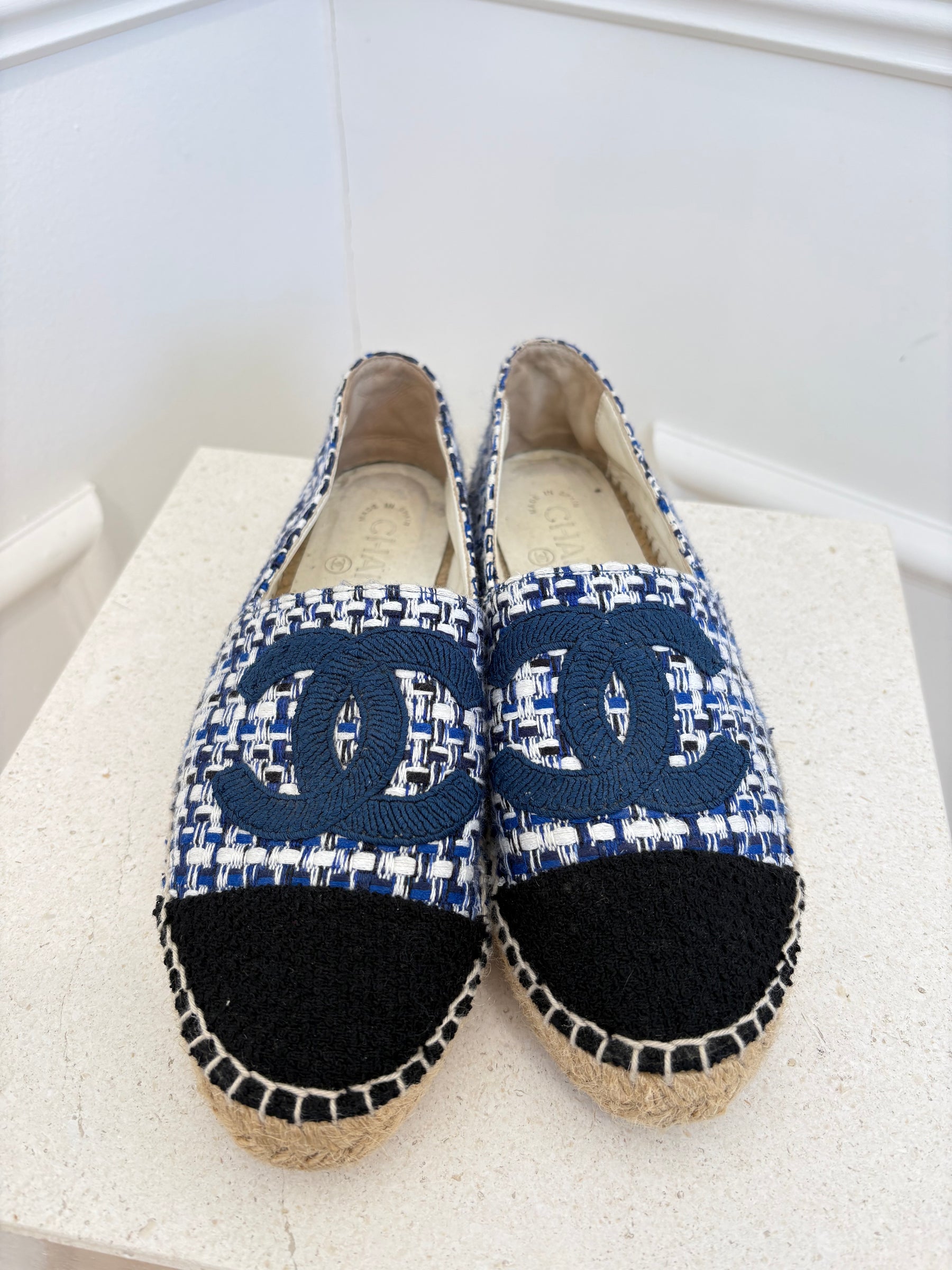 Chanel Navy And White Espadrilles, 38
