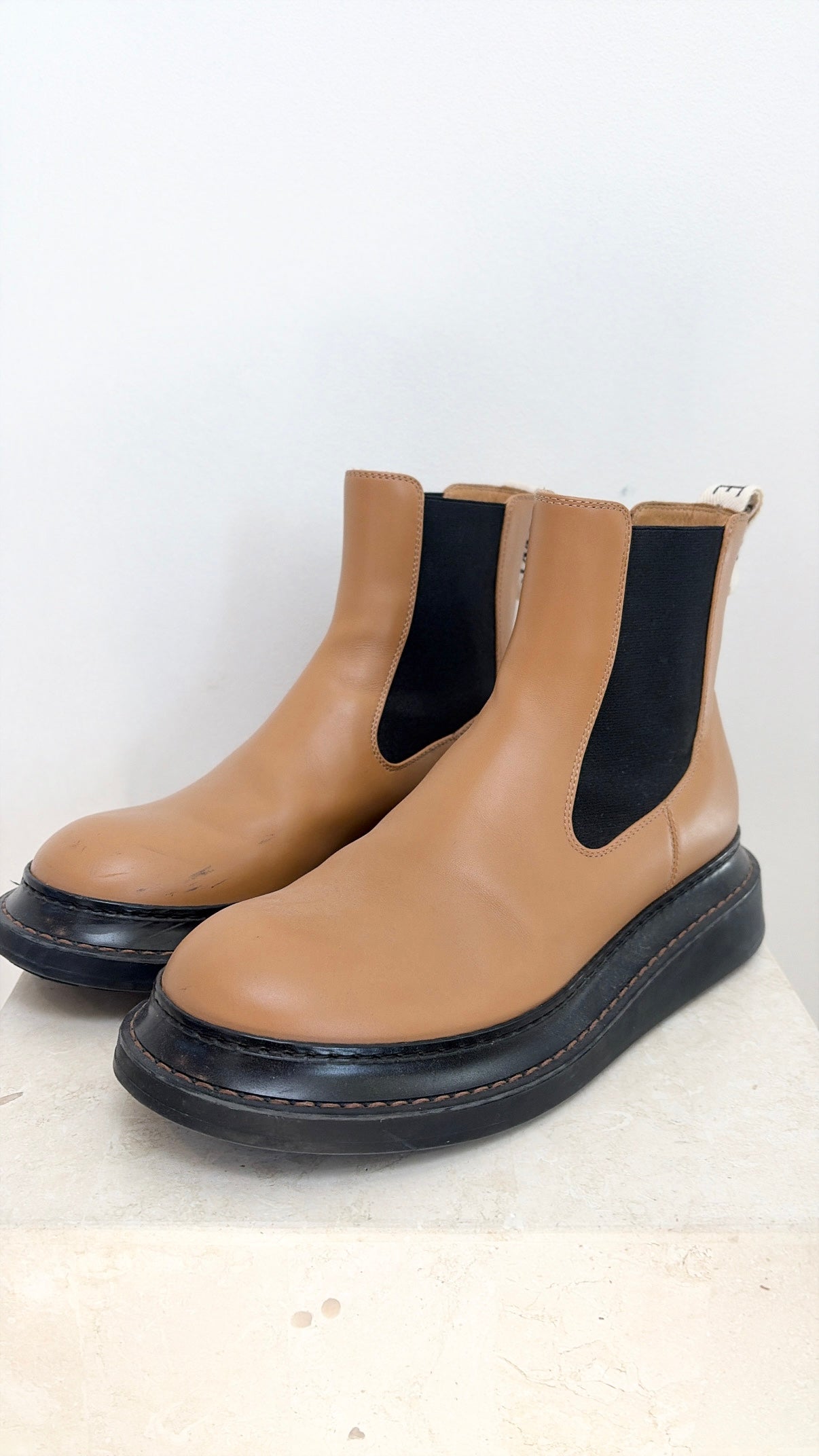 Loewe Tan Leather Ankle Boots, 38