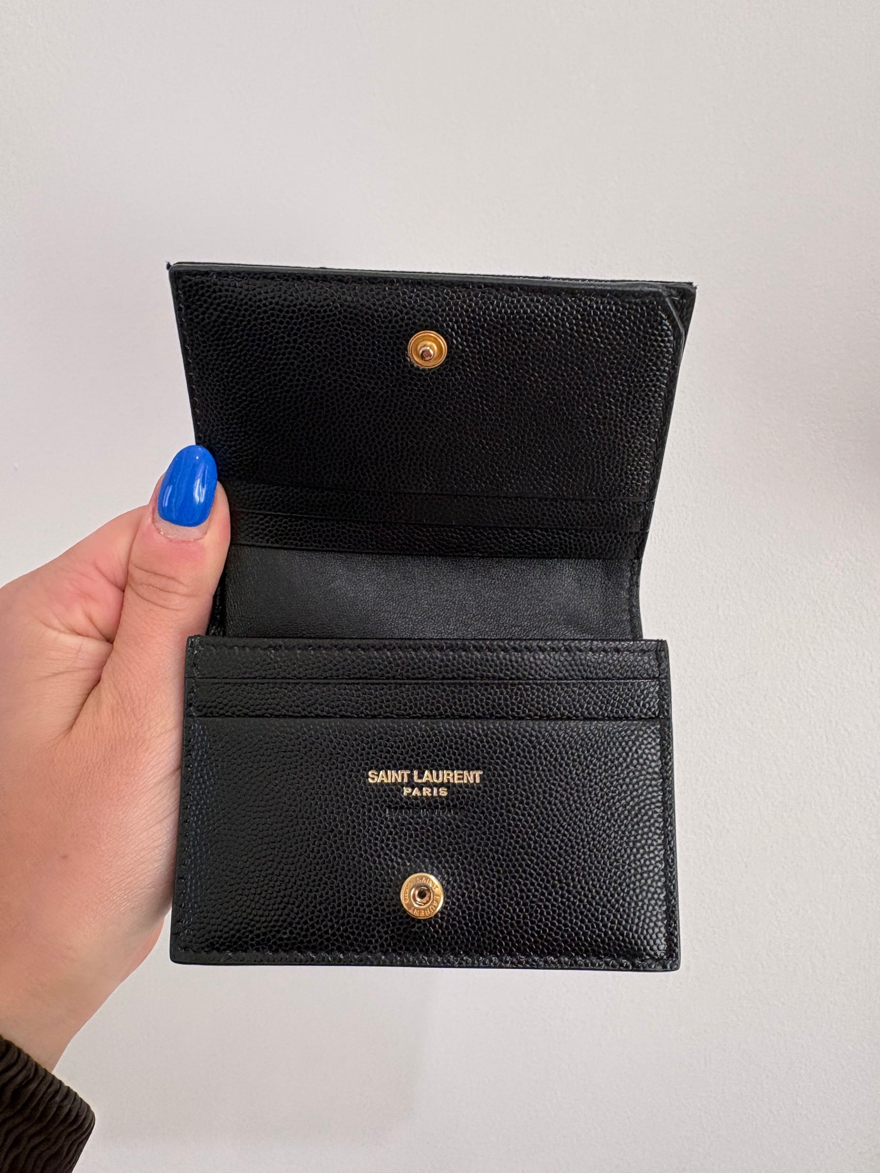 Saint Laurent Black Chevron Quilted Leather Fold Wallet