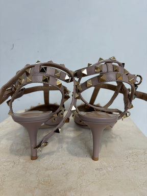 Valentino Garavani Beige Rockstud Caged Pumps, 37