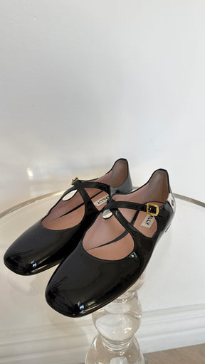 Bally Black Patent Leather Ballet Mary Jane, 38