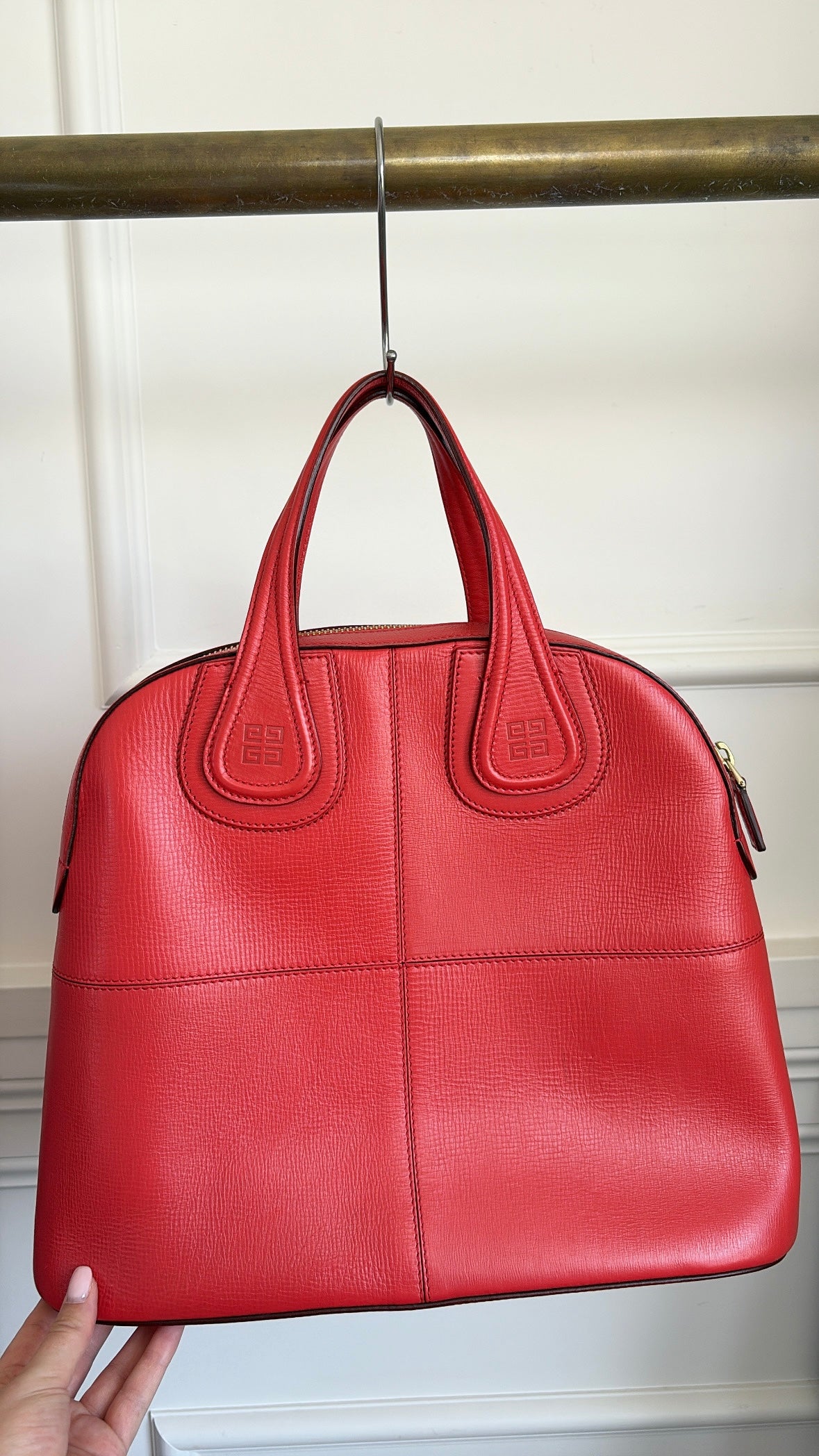 Givenchy Red Leather Structured Nightingale Bag