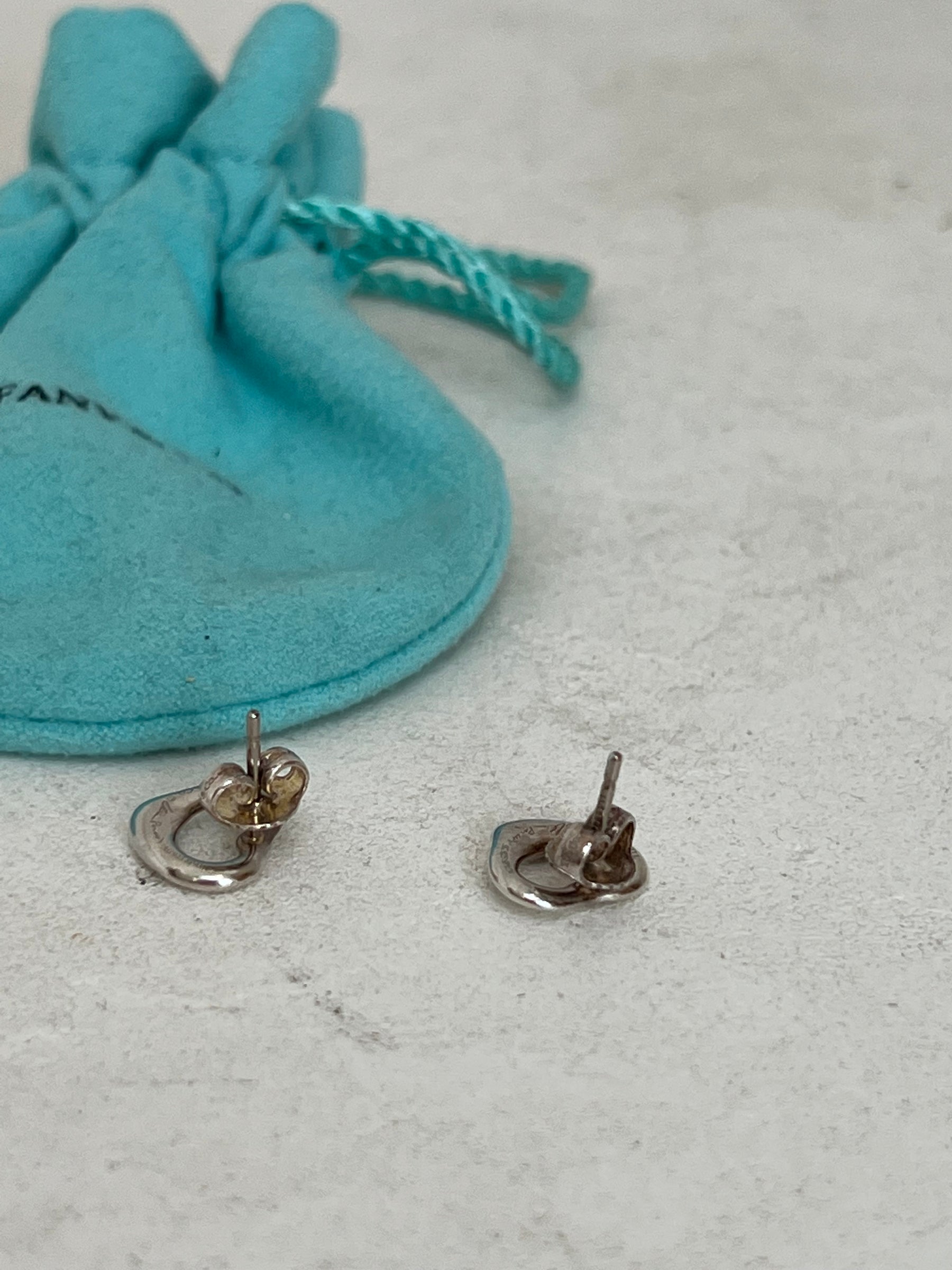 Tiffany & Co. Open Heart Stud Earrings Sterling Silver 925