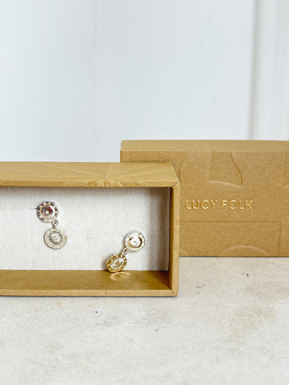 Lucy Folk Silver Tone Circle Drop Earrings