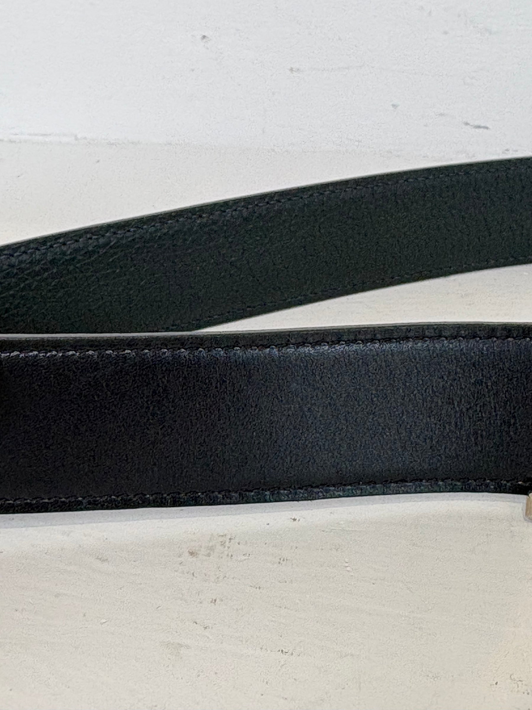 Hermès Black Reversible Leather Silver H Belt, 90