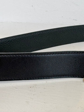Hermès Black Reversible Leather Silver H Belt, 90