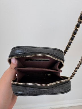 Chanel Black Caviar Leather Crossbody Pouch Bag