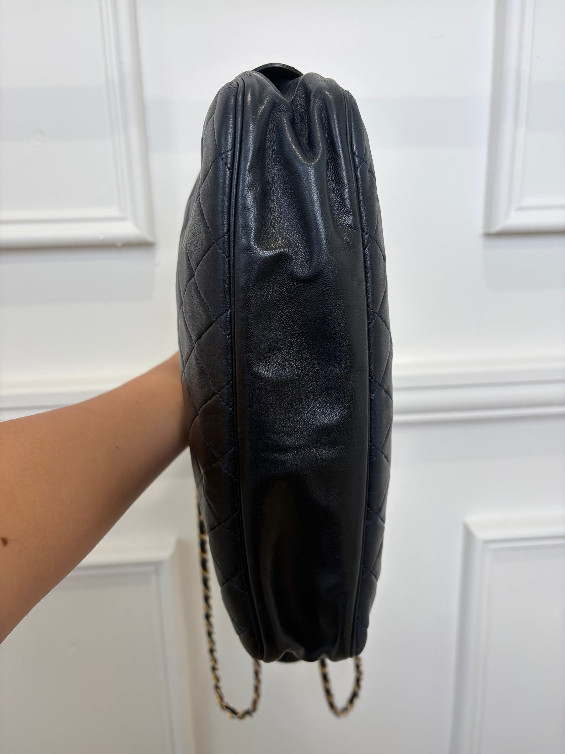 Chanel Navy Lambskin Leather Shoulder Camera Bag