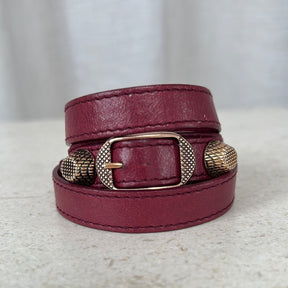 Balenciaga Burgundy Leather Wrap Bracelet