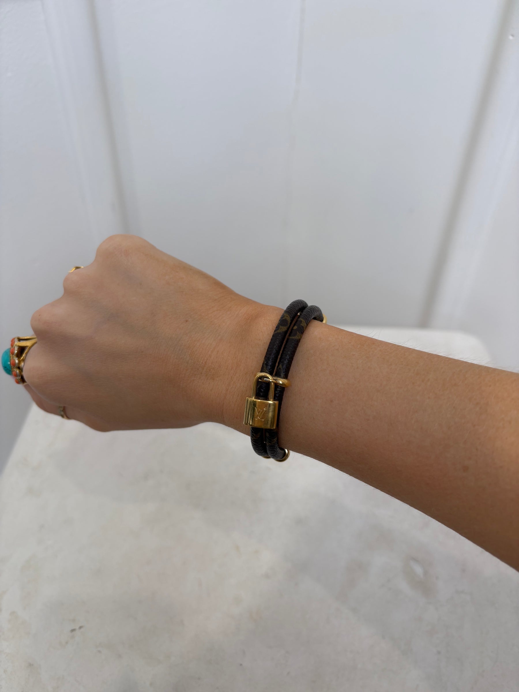 Louis Vuitton Canvas Monogram Lock Bracelet