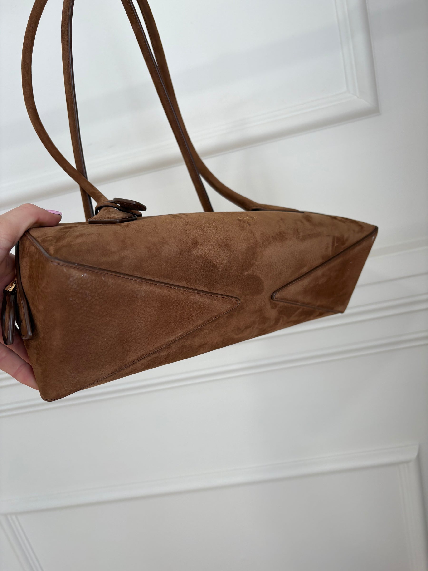 Alaïa Tan Le Teckel medium nubuck shoulder bag
