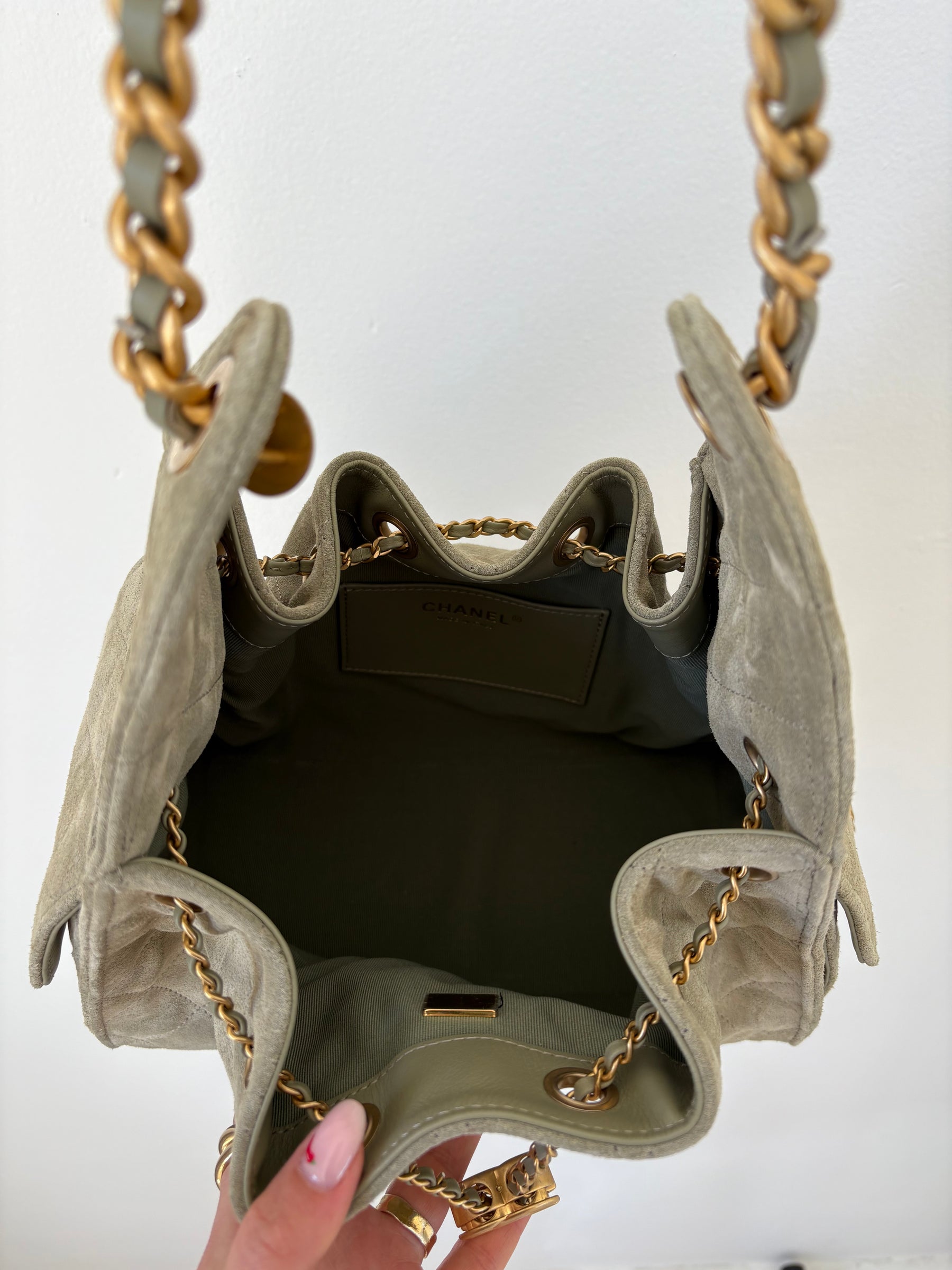 Chanel Small 25 in Sage Suede Bag