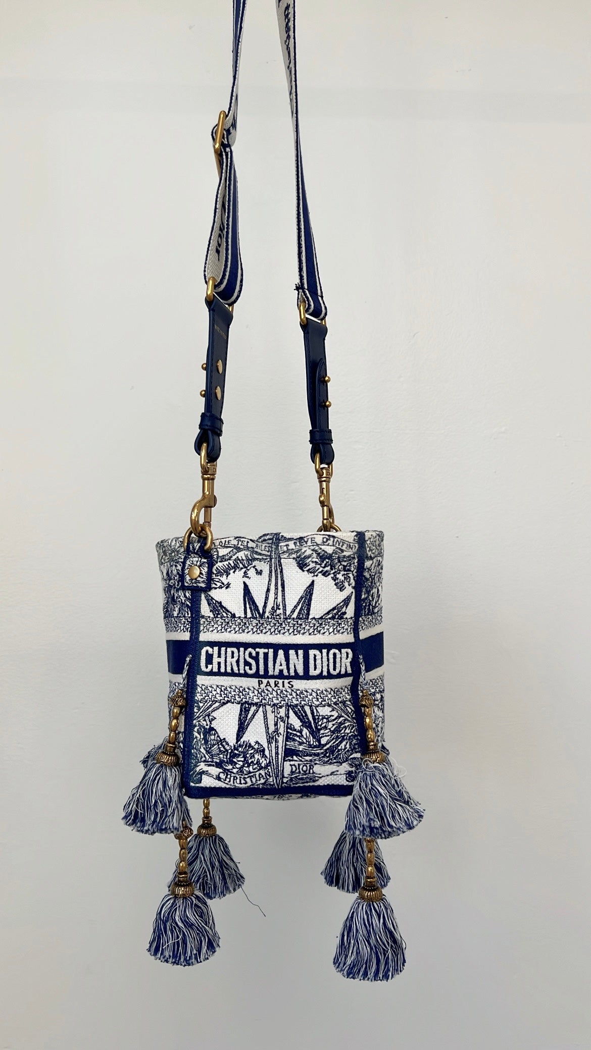 Dior Blue and White Small Canvas 'Rêve d'Infini' D-Bubble Bucket Bag