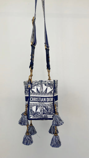 Dior Blue and White Small Canvas 'Rêve d'Infini' D-Bubble Bucket Bag