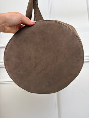 A.EMERY Taupe Suede Timms Bucket Tote