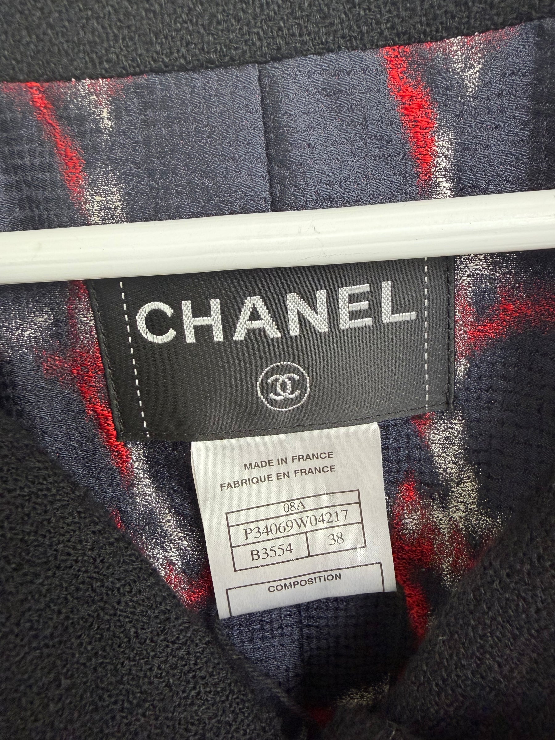 Chanel Black Wool Fringed Collarless Jacket, 38 FR