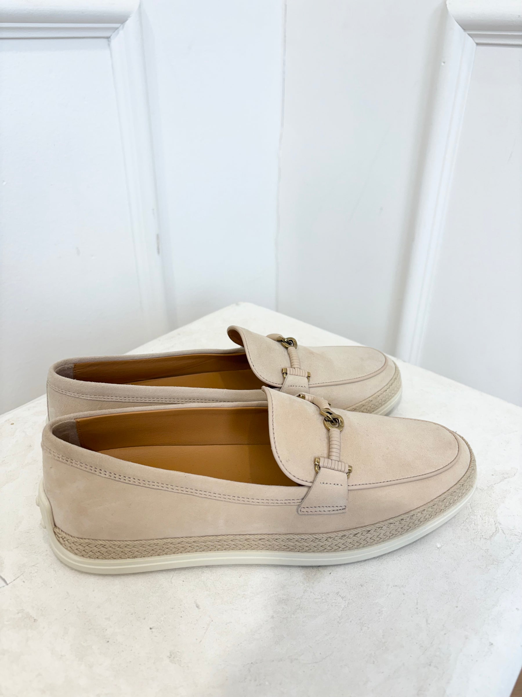 Tod's Beige Suede Loafers, 38.5