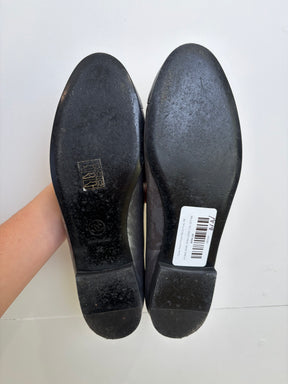 Chanel Pewter Paisley Ballet Flats, 39