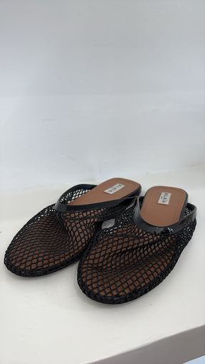 Alaïa Fishnet Flat Slides Black, 40