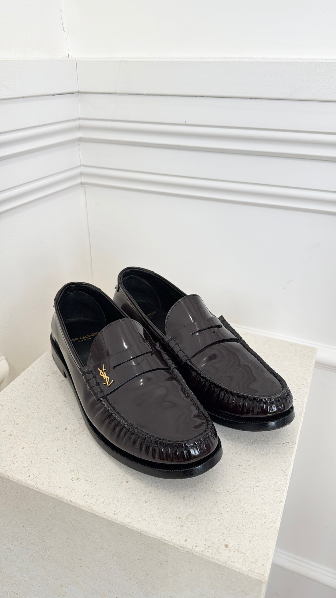 Saint Laurent Dark Burgundy Patent Leather Le Loafer, 40