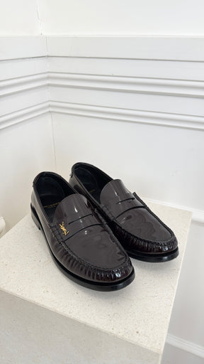 Saint Laurent Dark Burgundy Patent Leather Le Loafer, 40